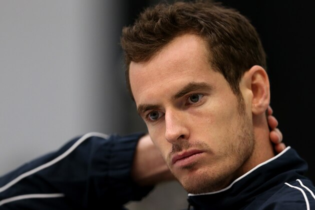 GLASGOW, SCOTLAND - MARCH 04:  Andy Murray of The Aegon GB Davis Cup Team answers questions from the press ahead of the Davis Cup match between Great Britain and USA at Emirates Arena on March 4, 2015 in Glasgow, Scotland.  (Photo by Jan Kruger/Getty Images)