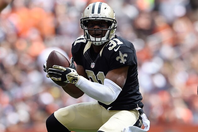 CLEVELAND, OH - SEPTEMBER 14:  Jairus Byrd #31 of the New Orleans Saints reacts after a defensive stop during the first quarter against the Cleveland Browns at FirstEnergy Stadium on September 14, 2014 in Cleveland, Ohio.  (Photo by Jason Miller/Getty Images)