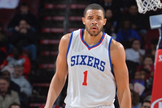 PHILADELPHIA,PA - FEBRUARY 20: JaVale McGee #1 of the Philadelphia 76ers looks on against the Indiana Pacers at Wells Fargo Center on February 20, 2015 in Philadelphia, Pennsylvania NOTE TO USER: User expressly acknowledges and agrees that, by downloading and/or using this Photograph, user is consenting to the terms and conditions of the Getty Images License Agreement. Mandatory Copyright Notice: Copyright 2015 NBAE (Photo by Jesse D. Garrabrant/NBAE via Getty Images)