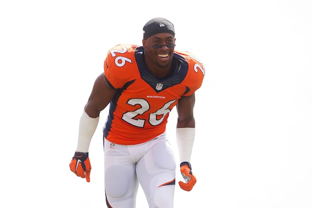Sep 14, 2014; Denver, CO, USA; Denver Broncos safety Rahim Moore (26) before the game against the Kansas City Chiefs at Sports Authority Field at Mile High. Mandatory Credit: Chris Humphreys-USA TODAY Sports