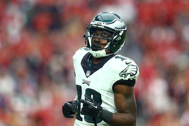 Oct 26, 2014; Glendale, AZ, USA; Philadelphia Eagles wide receiver Jeremy Maclin (18) against the Arizona Cardinals at University of Phoenix Stadium. The Cardinals defeated the Eagles 24-20. Mandatory Credit: Mark J. Rebilas-USA TODAY Sports