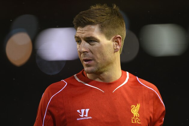 LIVERPOOL, ENGLAND - JANUARY 20:  Captain Steven Gerrard of Liverpool looks on during the Capital One Cup Semi-Final first leg match between Liverpool and Chelsea at Anfield on January 20, 2015 in Liverpool, England.  (Photo by Michael Regan/Getty Images)