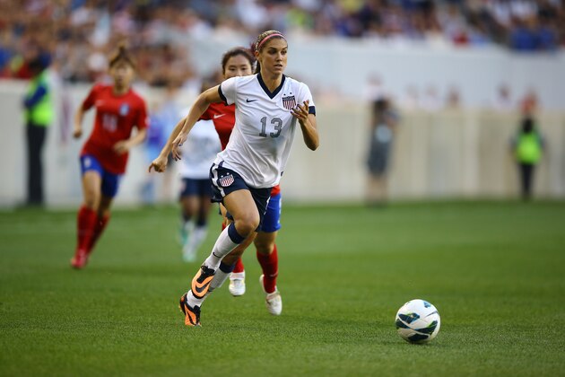 HARRISON, NJ - JUNE 20:  Alex Morgan #13 of the USA in action against  Korea Republic during their game at Red Bull Arena on June 20, 2013 in Harrison, New Jersey.  (Photo by Al Bello/Getty Images)