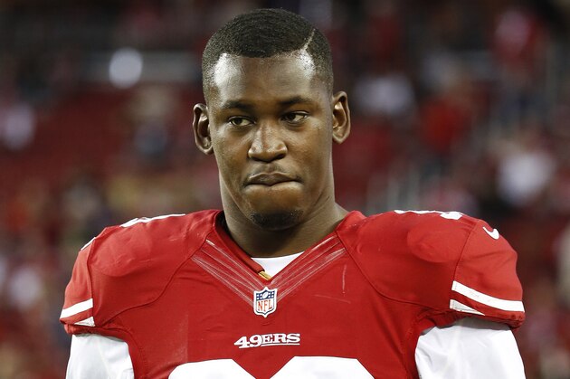 San Francisco 49ers linebacker Aldon Smith (99) warms up before an NFL football game against the Seattle Seahawks in Santa Clara, Calif., Thursday, Nov. 27, 2014. (AP Photo/Tony Avelar)