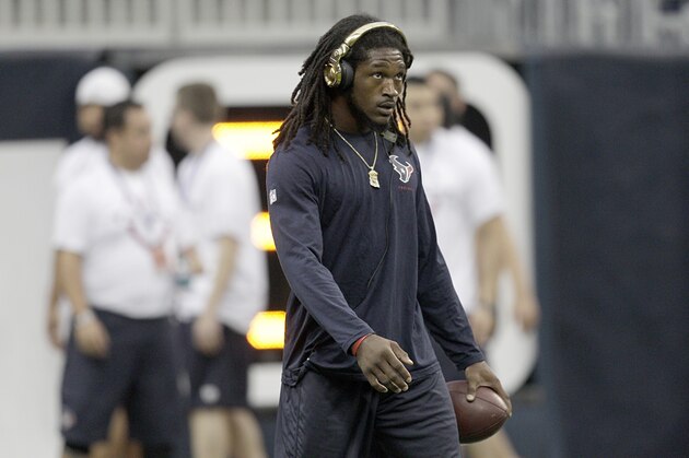 HOUSTON, TX- AUGUST 16: D.J. Swearinger #36 of the Houston Texans warms up before playing against the Atlanta Falcons in a pre-season NFL game on August 16, 2014 at NRG Stadium in Houston, Texas. (Photo by Bob Levey/Getty Images)