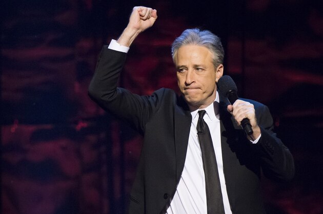 FILE - In this Feb. 28, 2015 file photo, Jon Stewart hosts Comedy Central's