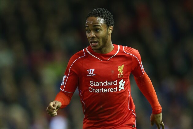 LIVERPOOL, ENGLAND - MARCH 04:  Raheem Sterling of Liverpool  during the Barclays Premier League match between Liverpool and Burnley at Anfield on March 4, 2015 in Liverpool, England.  (Photo by Michael Steele/Getty Images)