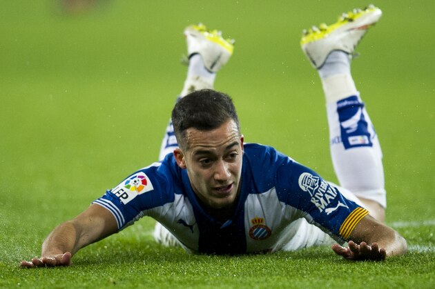 BILBAO, SPAIN - FEBRUARY 11: Lucas Vazquez of RCD Espanyol reacts during the Copa del Rey Semi-Final first leg match between Athletic Club and RCD Espanyol at San Mames Stadium on February 11, 2015 in Bilbao, Spain. (Photo by Juan Manuel Serrano Arce/Getty Images)