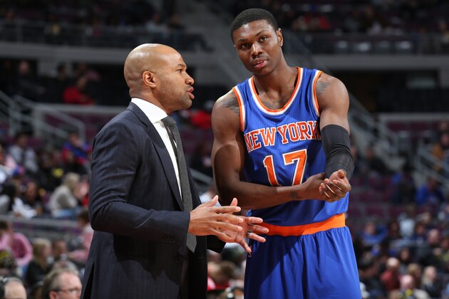 AUBURN HILLS, MI - FEBRUARY 27:  Derek Fisher and Cleanthony Early