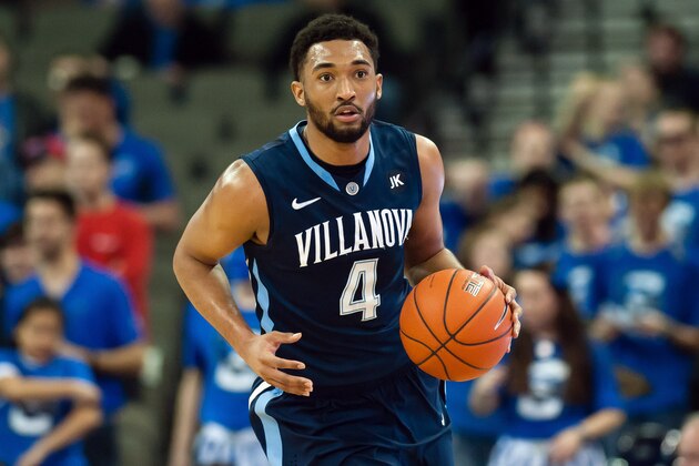 Mar 3, 2015; Omaha, NE, USA; Villanova Wildcats guard Darrun Hilliard II (4) dribbles against the Creighton Bluejays at CenturyLink Center Omaha. Villanova defeated Creighton 76-72. Mandatory Credit: Steven Branscombe-USA TODAY Sports