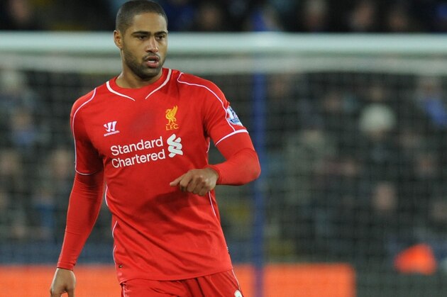 Liverpool's Glen Johnson during the English Premier League soccer match between Leicester City and Liverpool at King Power Stadium, in Leicester, England, Tuesday, Dec. 2, 2014.  (AP Photo/Rui Vieira)
