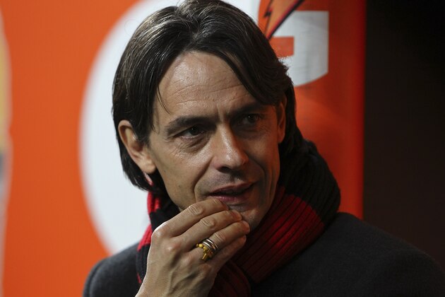 MILAN, ITALY - MARCH 07:  AC Milan coach Filippo Inzaghi looks on before the Serie A match between AC Milan and Hellas Verona FC at Stadio Giuseppe Meazza on March 7, 2015 in Milan, Italy.  (Photo by Marco Luzzani/Getty Images)