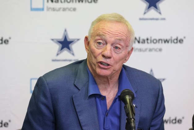 June 11, 2013; Irving, TX, USA; Dallas Cowboys owner Jerry Jones talks during a press conference after minicamp at Dallas Cowboys Headquarters. Mandatory Credit: Matthew Emmons-USA TODAY Sports
