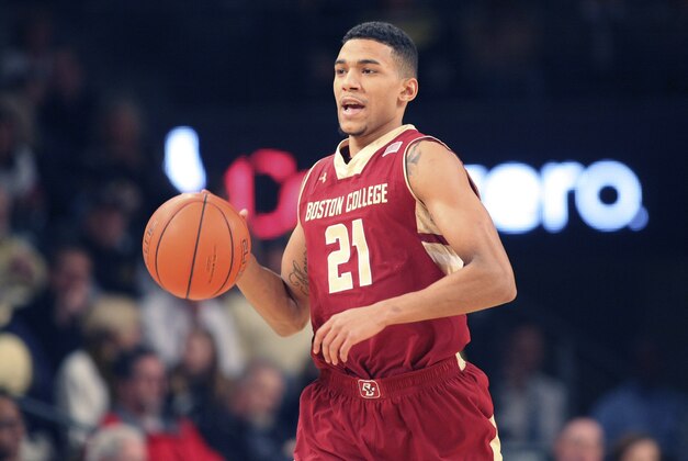 Jan 25, 2015; Atlanta, GA, USA; Boston College Eagles guard Olivier Hanlan (21) dribbles the ball against the Georgia Tech Yellow Jackets in the first half at McCamish Pavilion. Mandatory Credit: Brett Davis-USA TODAY Sports