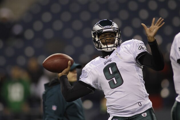 Philadelphia Eagles quarterback Vince Young before the NFL football game against the Seattle Seahawks, Thursday, Dec. 1, 2011, in Seattle. (AP Photo/Ted S. Warren)