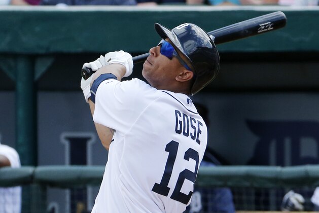 Detroit Tigers' Anthony Gose bats during a spring training exhibition baseball game against the Baltimore Orioles in Lakeland, Fla., Tuesday, March 3, 2015.  (AP Photo/Gene J. Puskar)