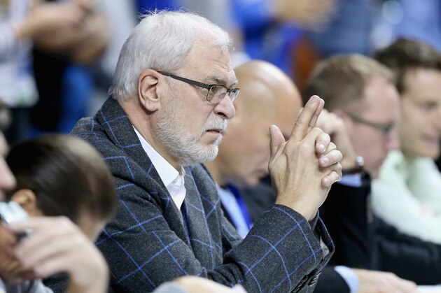 LEXINGTON, KY - FEBRUARY 28: Phil Jackson the  President of the New York Knicks watches the Kentucky Wildcats game against the Arkansas Razorbacks at Rupp Arena on February 28, 2015 in Lexington, Kentucky.  (Photo by Andy Lyons/Getty Images)