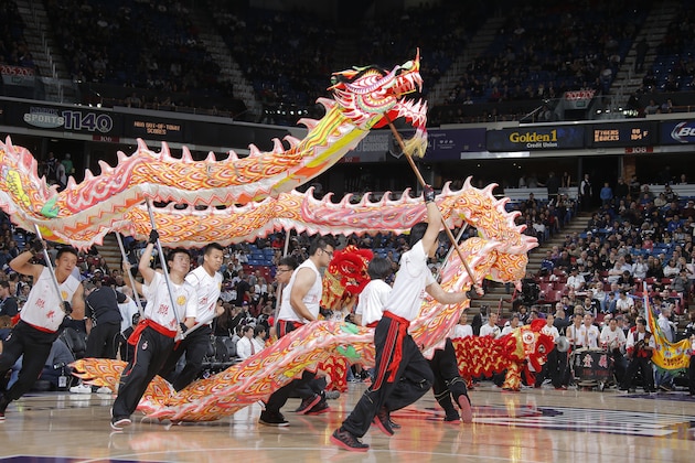 SACRAMENTO, CA - FEBRUARY 25: The halftime performance to celebrate Chinese New Years during the game between the Memphis Grizzlies and Sacramento Kings on February 25, 2015 at Sleep Train Arena in Sacramento, California. NOTE TO USER: User expressly acknowledges and agrees that, by downloading and or using this photograph, User is consenting to the terms and conditions of the Getty Images Agreement. Mandatory Copyright Notice: Copyright 2015 NBAE (Photo by Rocky Widner/NBAE via Getty Images)