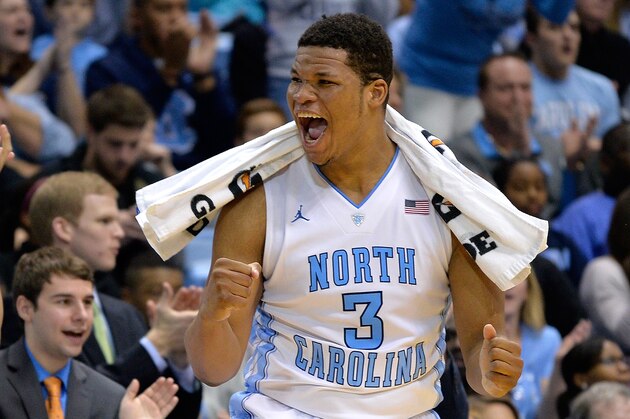CHAPEL HILL, NC - JANUARY 24:  Kennedy Meeks #3 of the North Carolina Tar Heels reacts during their win over the Florida State Seminoles at the Dean Smith Center on January 24, 2015 in Chapel Hill, North Carolina.  (Photo by Grant Halverson/Getty Images)