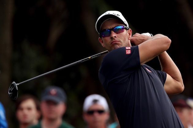 DORAL, FL - MARCH 07:  Adam Scott of Australia watches his tee shot on the twelfth hole during the third round of the World Golf Championships-Cadillac Championship at Trump National Doral Blue Monster Course on March 7, 2015 in Doral, Florida.  (Photo by Mike Ehrmann/Getty Images)