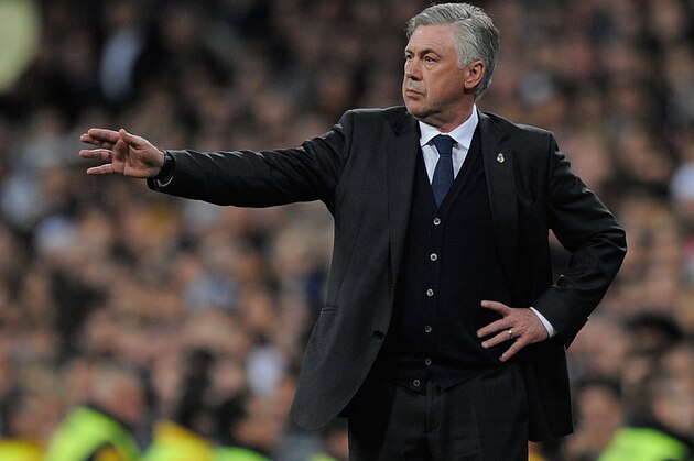 MADRID, SPAIN - MARCH 01:  Head coach Carlo Ancelotti of Real Madrid CF reacts during the La Liga match between Real Madrid and Villarreal at Estadio Santiago Bernabeu on March 1, 2015 in Madrid, Spain.  (Photo by Denis Doyle/Getty Images)