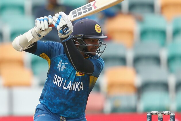 HOBART, AUSTRALIA - MARCH 11:  Kumar Sangakkara of Sri Lanka bats during the 2015 Cricket World Cup match between Sri Lanka and Scotland at Bellerive Oval on March 11, 2015 in Hobart, Australia.  (Photo by Mark Kolbe/Getty Images)