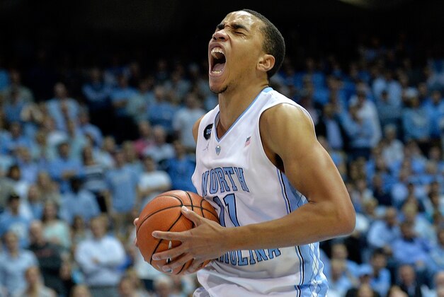 CHAPEL HILL, NC - MARCH 07:  Brice Johnson #11 of the North Carolina Tar Heels reacts after pulling down a rebound against the Duke Blue Devils during their game at the Dean Smith Center on March 7, 2015 in Chapel Hill, North Carolina.  (Photo by Grant Halverson/Getty Images)