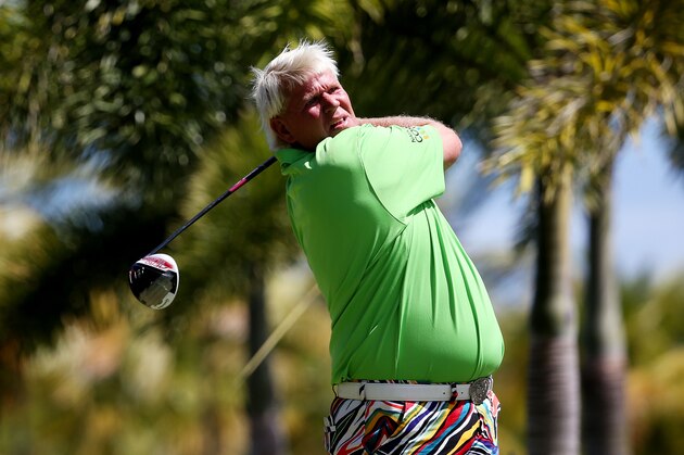 RIO GRANDE, PUERTO RICO - MARCH 08:  John Daly plays his shot from the second tee during the final round of the Puerto Rico Open presented by Banco Popular on March 8, 2015 in Rio Grande, Puerto Rico.  (Photo by Cliff Hawkins/Getty Images)