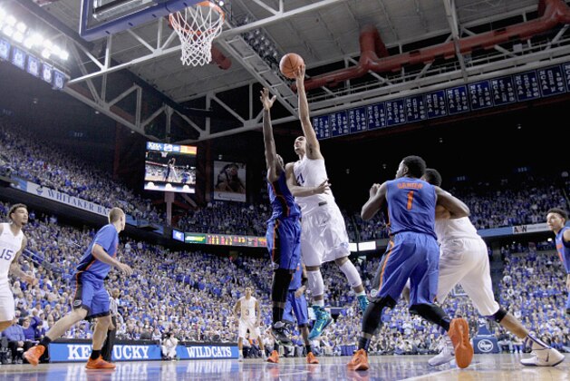 LEXINGTON, KY - MARCH 07:  Trey Lyles #41 of the Kentucky Wildcats shoots the ball during the game against the Florida Gators at Rupp Arena on March 7, 2015 in Lexington, Kentucky.  (Photo by Andy Lyons/Getty Images)