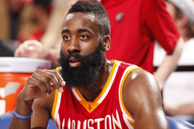 PORTLAND, OR - MARCH 11: James Harden #13 of the Houston Rockets during the game against the Portland Trail Blazers on March 11, 2015 at the Moda Center Arena in Portland, Oregon. NOTE TO USER: User expressly acknowledges and agrees that, by downloading and or using this photograph, user is consenting to the terms and conditions of the Getty Images License Agreement. Mandatory Copyright Notice: Copyright 2015 NBAE (Photo by Cameron Browne/NBAE via Getty Images)
