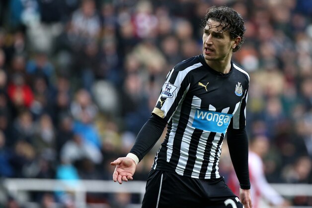 Newcastle United's Daryl Janmaat during their English Premier League soccer match between Newcastle United and Stoke City at St James' Park, Newcastle, England, Sunday, Feb. 8, 2015. (AP Photo/Scott Heppell)
