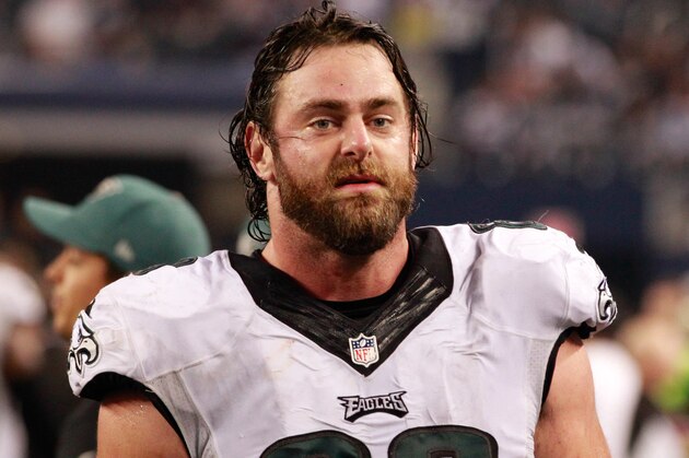 Nov 27, 2014; Arlington, TX, USA;  Philadelphia Eagles guard Evan Mathis (69) on the sidelines during the game against the Dallas Cowboys at AT&T Stadium. Philadelphia beat Dallas 33-10. Mandatory Credit: Tim Heitman-USA TODAY Sports