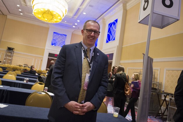 FILE - In this Jan. 17, 2015, file photo, Southeastern Conference executive associate commissioner Greg Sankey attends the NCAA's Autonomy Business Session during the final day of the NCAA Convention in Oxon Hill, Md. Sankey has been named the new commissioner of the SEC, the conference announced Thursday, March 12, 2015. Sankey will replace Mike Slive, who has served a commissioner since 2002 and announced last October that he will retire effective July 31, 2015. (AP Photo/Cliff Owen)