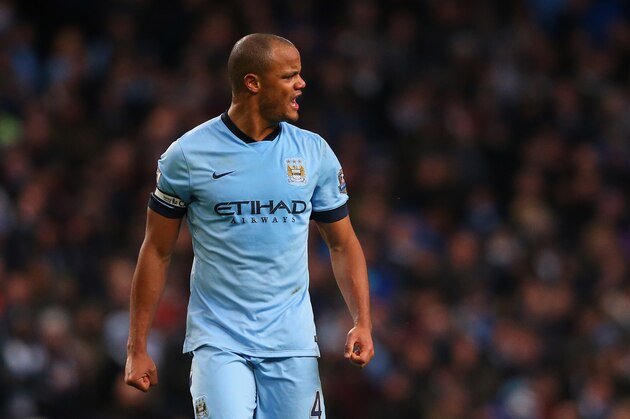 MANCHESTER, ENGLAND - JANUARY 18:  Vincent Kompany of Manchester City shouts during the Barclays Premier League match between Manchester City and Arsenal at Etihad Stadium on January 18, 2015 in Manchester, England.  (Photo by Alex Livesey/Getty Images)