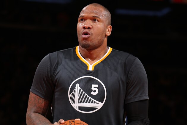 NEW YORK, NY - FEBRUARY 7:  Marreese Speights #5 of the Golden State Warriors prepares to shoot a free throw against the New York Knicks on February 7, 2015 at Madison Square Garden in New York City.  NOTE TO USER: User expressly acknowledges and agrees that, by downloading and or using this Photograph, user is consenting to the terms and conditions of the Getty Images License Agreement. Mandatory Copyright Notice: Copyright 2015 NBAE (Photo by Nathaniel S. Butler/NBAE via Getty Images)