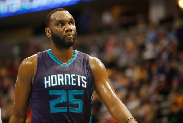 Jan 31, 2015; Denver, CO, USA; Charlotte Hornets center Al Jefferson (25) during the game against the Denver Nuggets at Pepsi Center. Mandatory Credit: Chris Humphreys-USA TODAY Sports