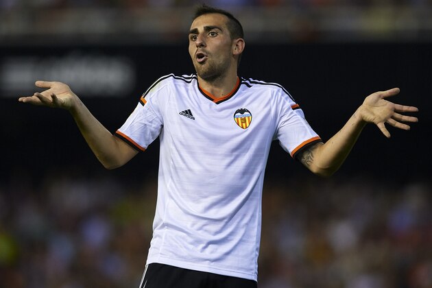 VALENCIA, SPAIN - OCTOBER 25: Paco Alcacer of Valencia reacts during the La Liga match between Valencia CF and Elche CF at Estadio Mestalla on October 25, 2014 in Valencia, Spain.  (Photo by Manuel Queimadelos Alonso/Getty Images)