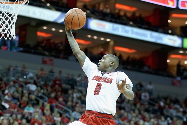 LOUISVILLE, KY - FEBRUARY 21:  Terry Rozier #0 of the Louisville Cardinals shoots the ball during the game against the Miami Hurricanes at KFC YUM! Center on February 21, 2015 in Louisville, Kentucky.  (Photo by Andy Lyons/Getty Images)