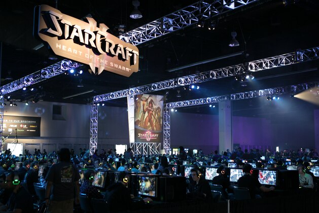 Fans and players from around the world play StarCraft II: Heart of the Swarm at BlizzCon 2011 in Anaheim, Calif. on Saturday, Oct. 22, 2011. (Derek Bauer/AP Images for Blizzard)
