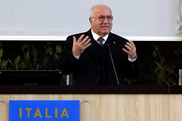FLORENCE, ITALY - MARCH 09: Carlo Tavecchio president of FIGC during the 'Panchina D'oro season 2013-2014' on March 9, 2015 in Florence, Italy.  (Photo by Gabriele Maltinti/Getty Images)