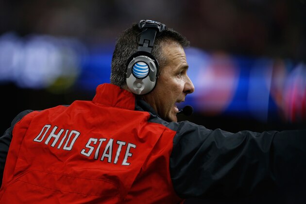 NEW ORLEANS, LA - JANUARY 01:  Head coach Urban Meyer of the Ohio State Buckeyes looks on from the sidelines during the All State Sugar Bowl at the Mercedes-Benz Superdome on January 1, 2015 in New Orleans, Louisiana.  (Photo by Sean Gardner/Getty Images)