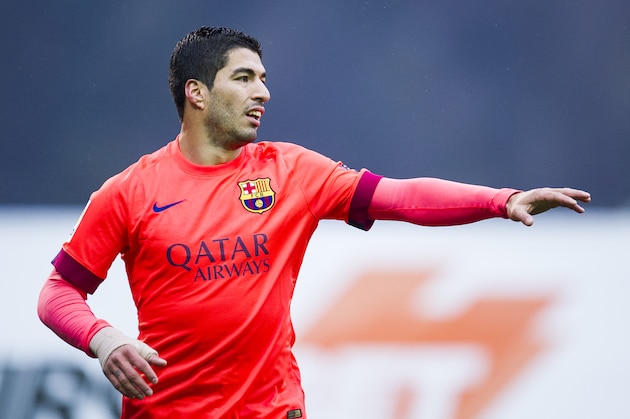 EIBAR, SPAIN - MARCH 14: Luis Suarez of FC Barcelona reacts during the La Liga match between SD Eibar and FC Barcelona at Ipurua Municipal Stadium on March 14, 2015 in Eibar, Spain.  (Photo by Juan Manuel Serrano Arce/Getty Images)