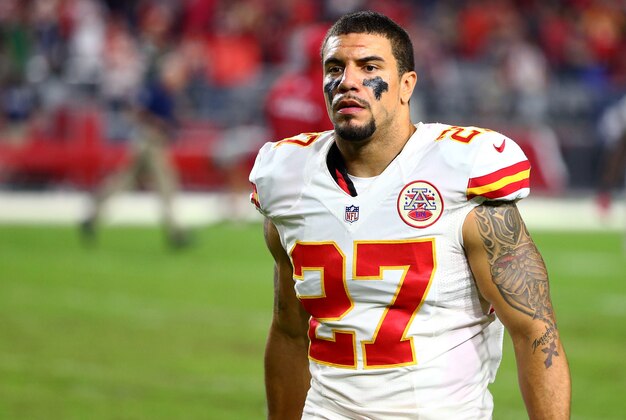 Dec 7, 2014; Glendale, AZ, USA; Kansas City Chiefs safety Kurt Coleman (27) against the Arizona Cardinals at University of Phoenix Stadium. The Cardinals defeated the Chiefs 17-14. Mandatory Credit: Mark J. Rebilas-USA TODAY Sports