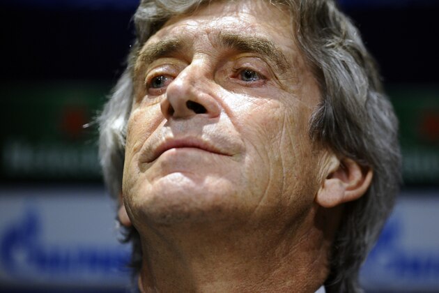 Manchester City's coach Manuel Pellegrini, from Chile, looks on during a press conference in Barcelona, Spain, Tuesday, March 17, 2015. FC Barcelona will play against Manchester City in a Champions League match on Wednesday March 18. (AP Photo/Manu Fernandez)