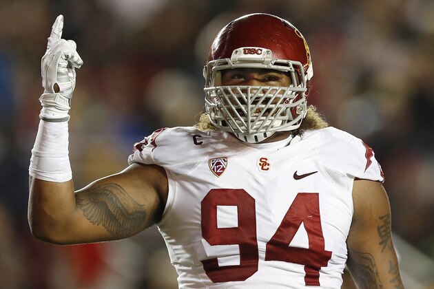 CHESTNUT HILL, MA - SEPTEMBER 13: Defensive end Leonard Williams #94 of the USC Trojans during the first half against the Boston College Eagles at Alumni Stadium on September 13, 2014 in Chestnut Hill, Massachusetts.  (Photo by Winslow Townson/Getty Images)