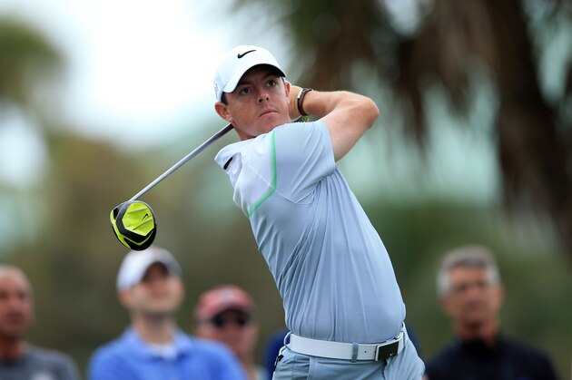 DORAL, FL - MARCH 08:  Rory McIlroy of Northern Ireland plays his tee shot on the fourteenth hole during the final round of the World Golf Championships-Cadillac Championship at Trump National Doral Blue Monster Course on March 8, 2015 in Doral, Florida.  (Photo by David Cannon/Getty Images)