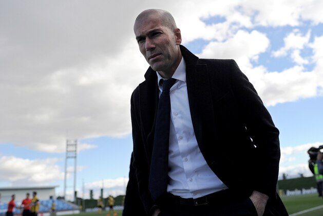 MADRID, SPAIN - FEBRUARY 21:  Head coach Zinedine Zidane of Real Madrid Castilla looks on during the Segunda Division B match between Real Madrid Castilla v Barakaldo CF at estadio Alfredo Di Stefano on February 21, 2015 in Madrid, Spain.  (Photo by Denis Doyle/Getty Images)