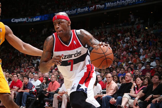 WASHINGTON, DC - MAY 11: Al Harrington #7 of the Washington Wizards handles the ball against the Indiana Pacers in Game Four of the Eastern Conference Semifinals at Verizon Center on May 11, 2014 in Washington, DC. NOTE TO USER: User expressly acknowledges and agrees that, by downloading and or using this photograph, User is consenting to the terms and conditions of the Getty Images License Agreement. Mandatory Copyright Notice: Copyright 2014 NBAE  (Photo by Ned Dishman /NBAE via Getty Images)