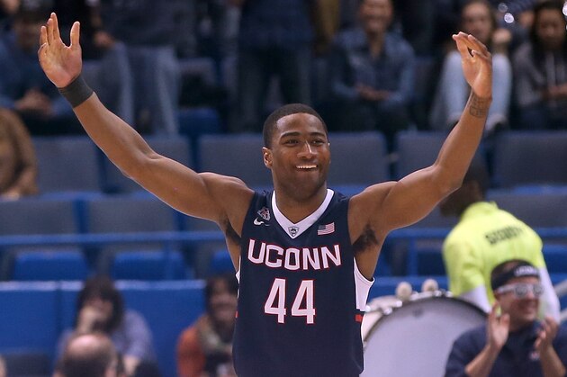 HARTFORD, CT - MARCH 15:  Rodney Purvis #44 of the Connecticut Huskies reacts during a game with the Southern Methodist Mustangs in the final game  of the American 2015 Championships at the XL Center on March 15, 2015 in Hartford, Connecticut. (Photo by Jim Rogash/Getty Images)