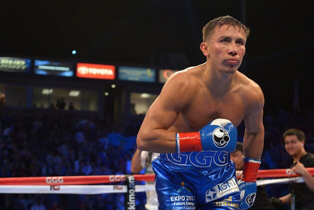 LOS ANGELES, CA - OCTOBER 18:  Gennady Gennadyevich Golovkin of Kazakhstan celebrates after beating Marco Antonio Rubio of Mexico in two rounds of the WBC Interim Middleweight Title bout at StubHub Center on October 18, 2014 in Los Angeles, California.  (Photo by Jonathan Moore/Getty Images)